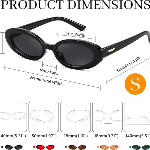 Retro Oval Cateye Sun Glasses Women Teens Small Face UV400 Protection - Picture 7 of 7